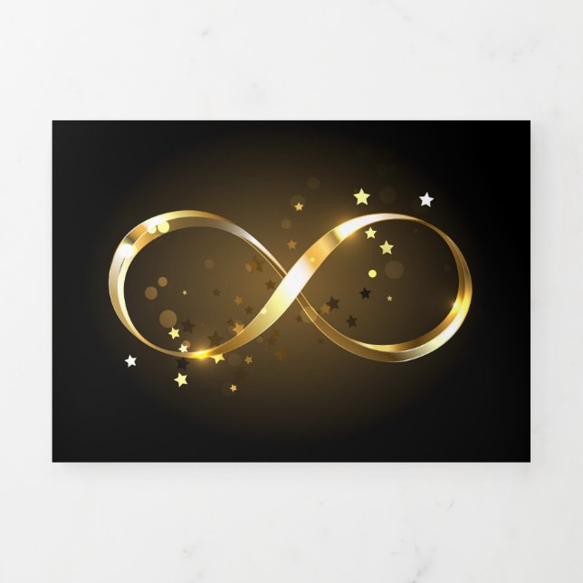 Golden Infinity Symbol Tri-Fold Card (Cover)