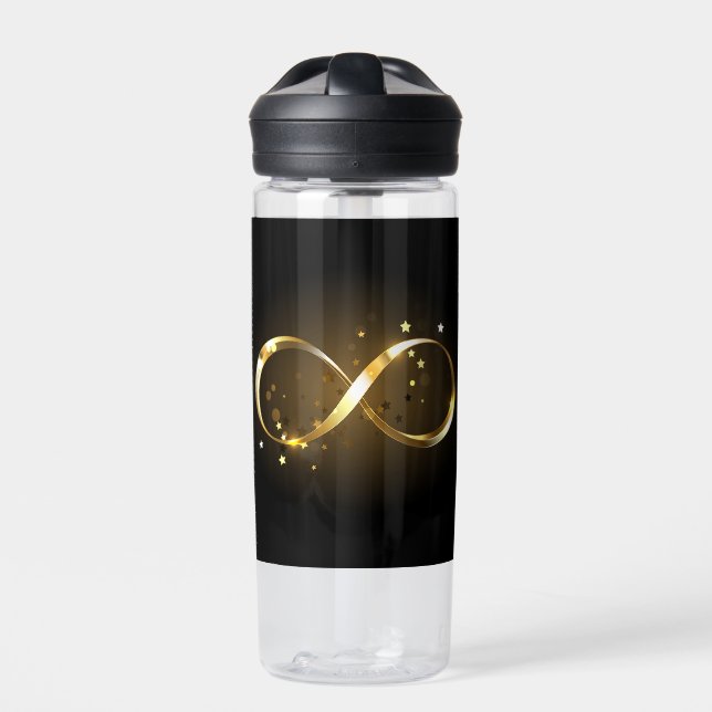 Golden Infinity Symbol Water Bottle (Front)