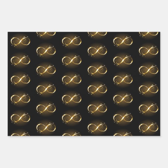 Golden Infinity Symbol Wrapping Paper Sheet (Front)