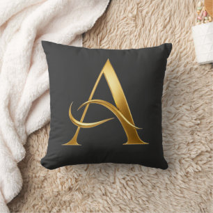 Golden Initial A Minimalist Design Cushion