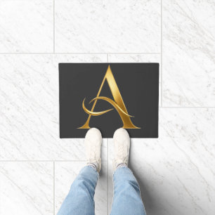 Golden Initial A Minimalist Design Doormat