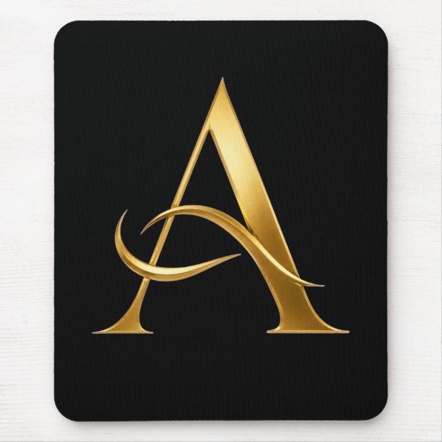 Golden Initial A Minimalist Design Mouse Mat (Front)