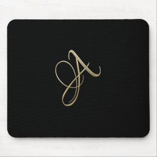 Golden initial A monogram Mouse Mat