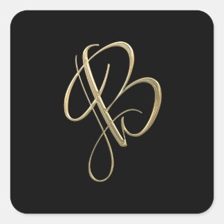 Golden initial B monogram Square Sticker