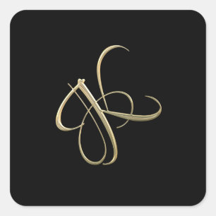 Golden initial K monogram Square Sticker