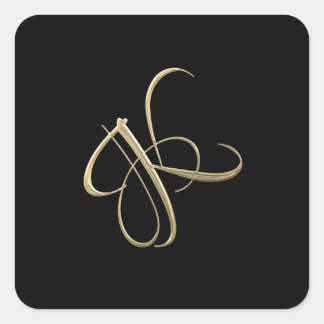 Golden initial K monogram Square Sticker