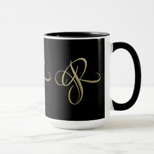 Golden initial R monogram Mug