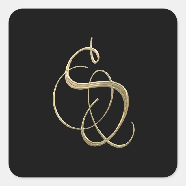Golden initial S monogram Square Sticker (Front)