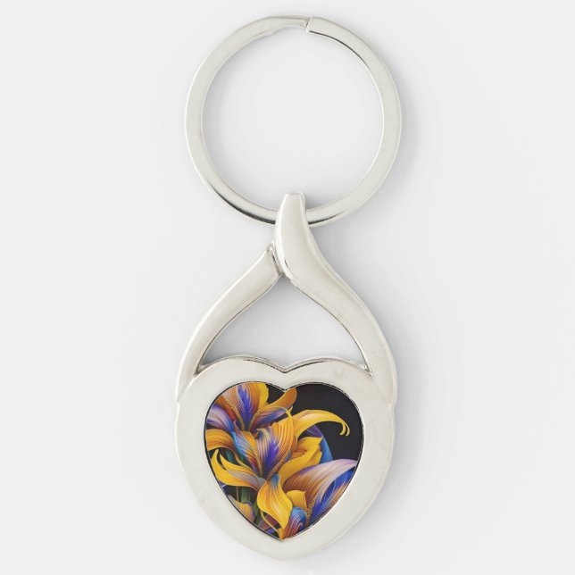 Golden Iris Hosta X AI ART Key Ring (Front)