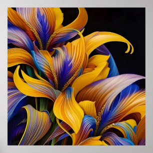 Golden Iris Hosta X AI ART Poster