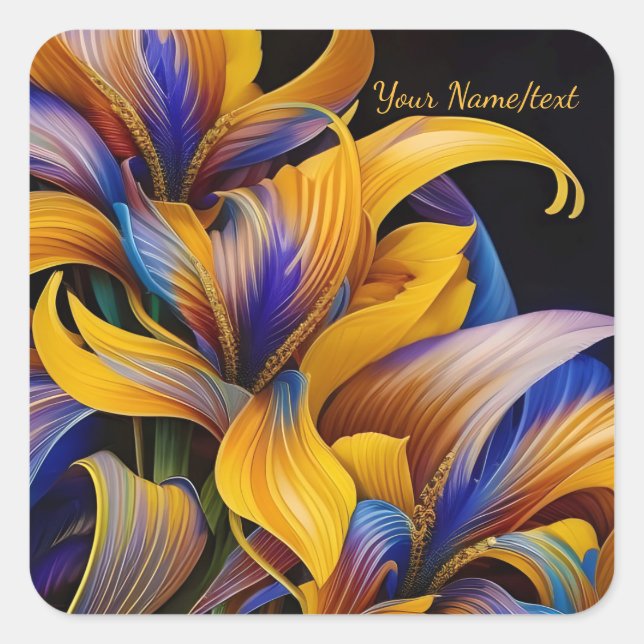 Golden Iris Hosta X AI ART Square Sticker (Front)