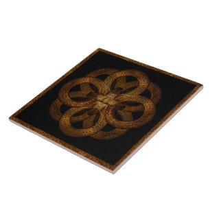 Golden Iron Ornate Mystical Symbol Artwork Tile