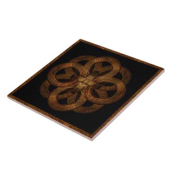 Golden Iron Ornate Mystical Symbol Artwork Tile (Side)