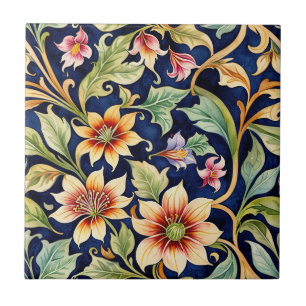 Golden Islamic Style Flowers Tile