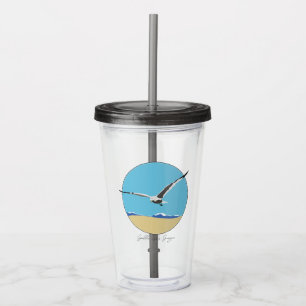 Golden Isles, GA Sea Gull Flying over Beach Acrylic Tumbler
