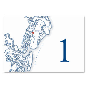 Golden Isles of Georgia Map Wedding Elegant Table Number