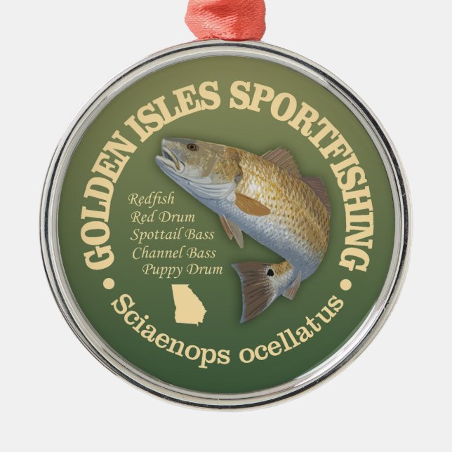 Golden Isles (redfish) Metal Tree Decoration (Front)