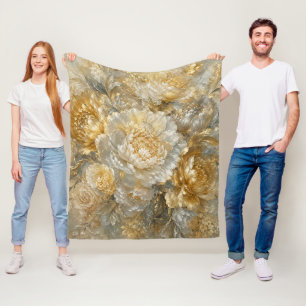Golden Ivory Garden Fleece Blanket