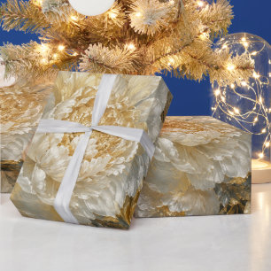 Golden Ivory Garden Wrapping Paper