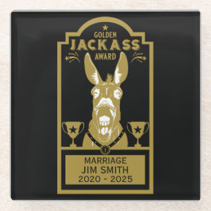 Golden Jackass Award Glass Coaster