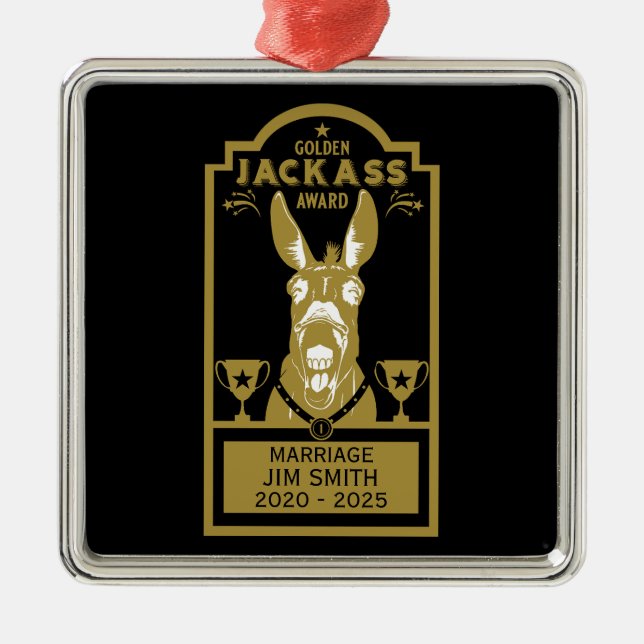 Golden Jackass Award Metal Tree Decoration (Front)