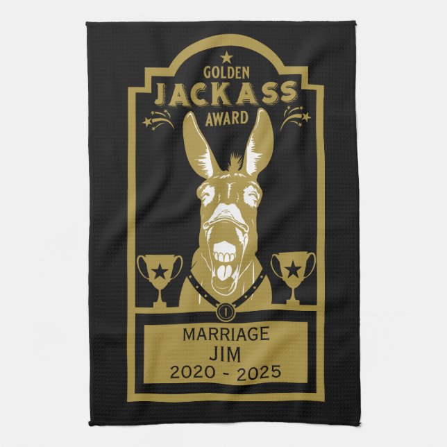 Golden Jackass Award Tea Towel (Vertical)