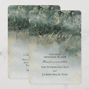Golden Jade Elegant Modern Wedding Invitation