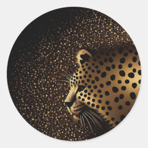 Golden Jaguar Pattern Classic Round Sticker
