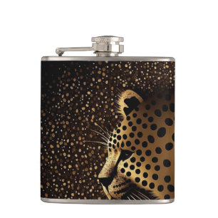 Golden Jaguar Pattern Hip Flask