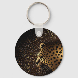 Golden Jaguar Pattern Key Ring