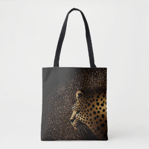 Golden Jaguar Pattern Tote Bag