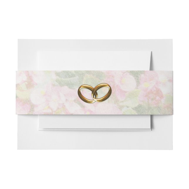 Golden Jewelled Floral Wedding Invitation Belly Band (Front Example)