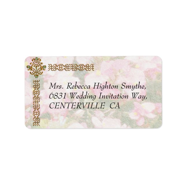 Golden Jewelled Floral Wedding Label (Front)