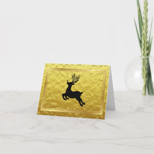 Golden Jewish Reindeer Funny Chrismukkah Card (Front)