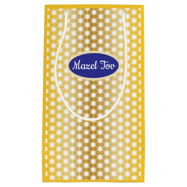 Golden Jewish Star "Mazel Tov" Small Gift Bag (Front)