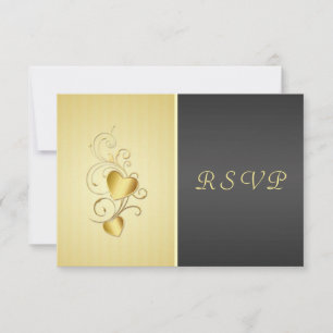 Golden joined hearts RSVP Card
