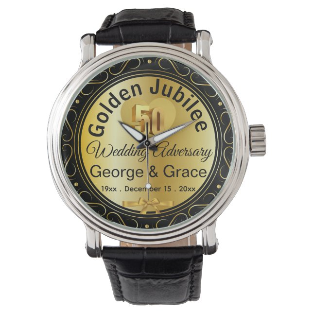 Golden Jubilee 50th Anniversary Gift for Wife on Watch (Front)