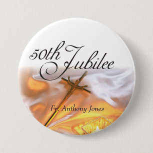 Golden Jubilee Religious Life, Cross Candle 7.5 Cm Round Badge