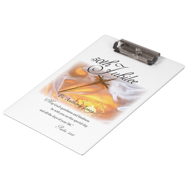 Golden Jubilee Religious Life, Cross Candle Clipboard (Angled)