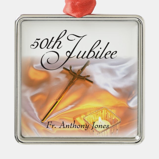 Golden Jubilee Religious Life, Cross Candle Metal Tree Decoration (Front)