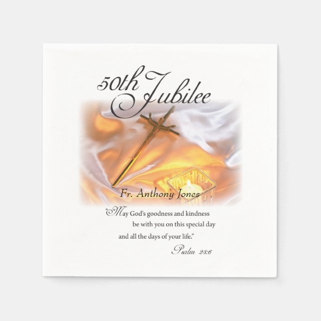 Golden Jubilee Religious Life, Cross Candle Napkin (Front)