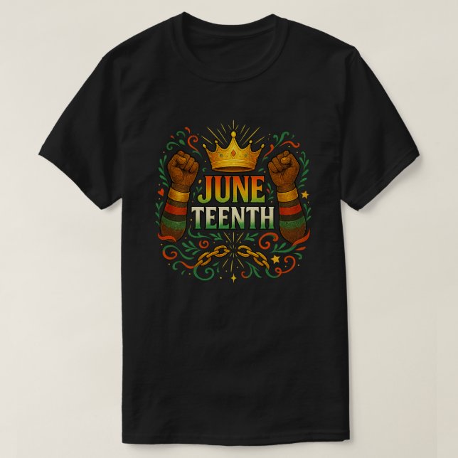 Golden Juneteenth Crown T-Shirt (Design Front)