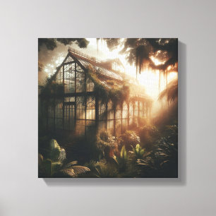 Golden Jungle Glasshouse Reclaimed by Nature Canvas Print
