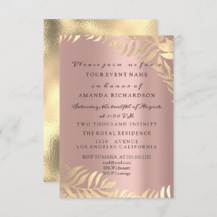 Golden Jungle Rose Elegant Bridal Birthday Invitation