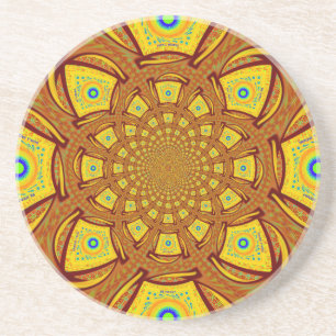 Golden Kaleidoscope Art Print Coaster