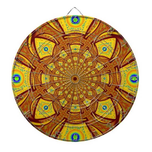 Golden Kaleidoscope Art Print Dartboard (Front)