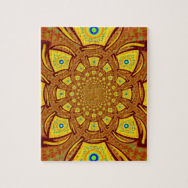 Golden Kaleidoscope Art Print Jigsaw Puzzle (Vertical)