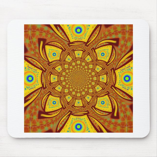 Golden Kaleidoscope Art Print Mouse Mat (Front)