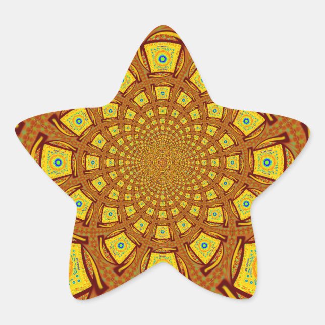 Golden Kaleidoscope Art Print Star Sticker (Front)