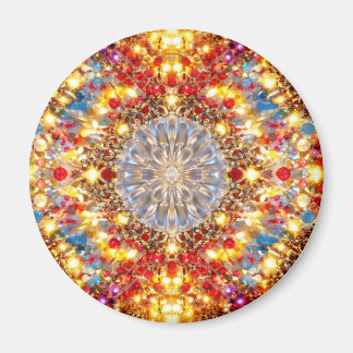 Golden Kaleidoscope Mandala – Sparkling Magnet